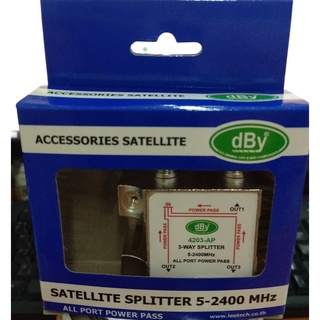 อุปกรณ์แยกสัญญาณ 1 x 3 Satellite Splitter dBy All Port Power Pass 3 way