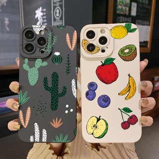 เคสโทรศัพท์มือถือ ขอบสี่เหลี่ยม ลายกระบองเพชร กล้วย เชอร์รี่ สําหรับ Infinix Hot 12i 10S 11 10 Play 11S 10i Smart 6 HD X6511 X657B X6512 Note 12 G96