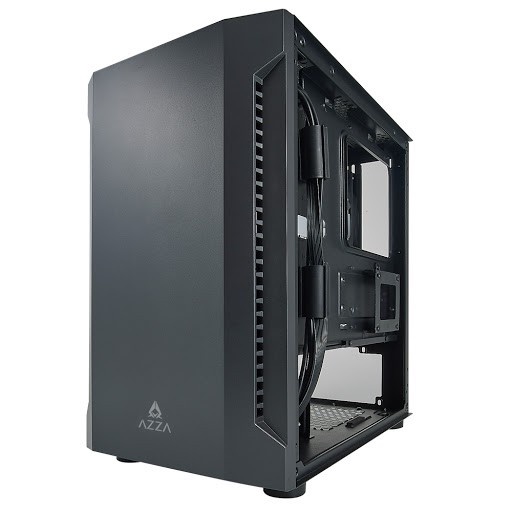 Computer Case Gaming AZZA Micro ATX Mini Tower Tempered Glass Bastion 120 With 14cm Rainbow RGB Fan - Black