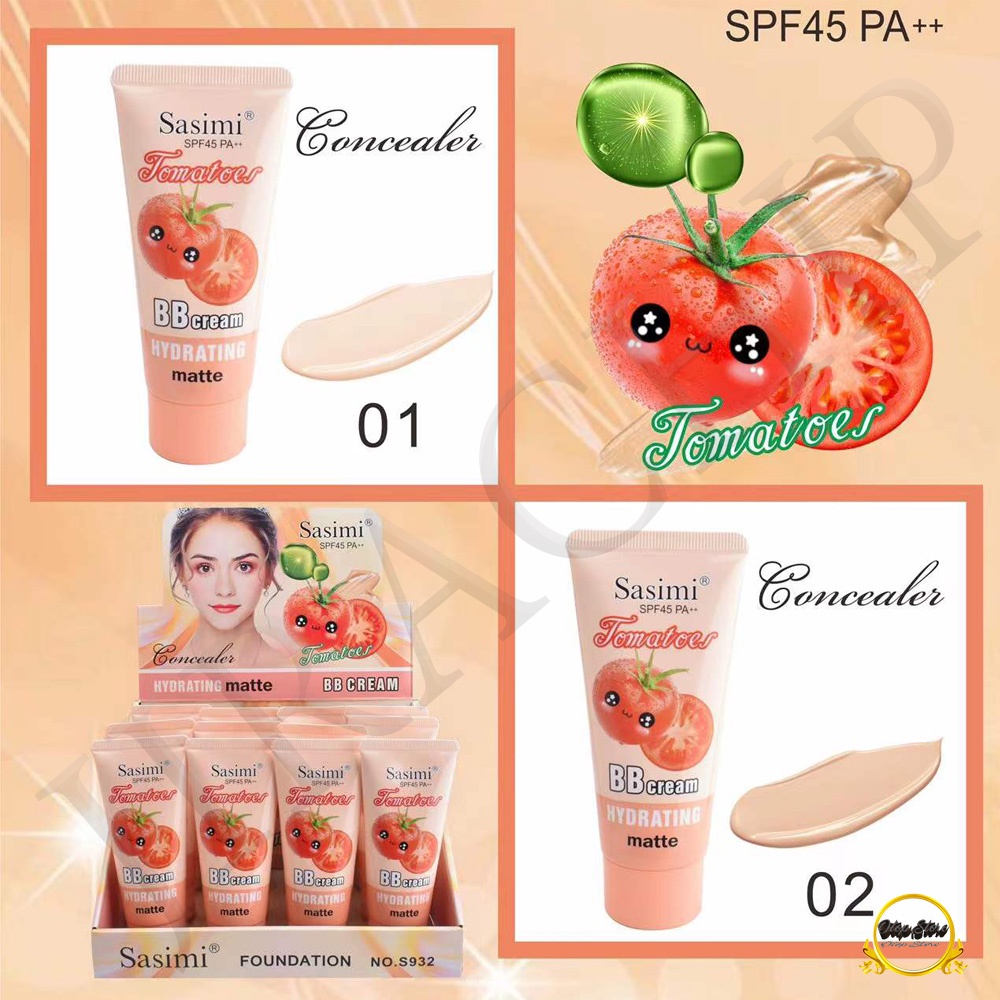 S932 ครีมรองพื้นมะเขือเทศ Sasimi Tomatoel BBcream SPF45 PA++ แบบหลอดบีบ เกลี่ยง่ายกลิ่นหอม