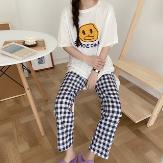 Homely.Homewear Basic cotton pants กางเกงผ้าฝ้าย100% ลายสก็อต