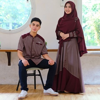  ชุดคู่รัก Syari One Set Baju Dress Gamis และ Koko เสื้อครอบครัวมุสลิม สามี และภรรยา สไตล์เกาหลี พรีเมี่ยม ร่วมสมัย