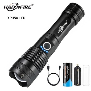 Haixnfire H002 XHP50 ไฟฉาย LED 26650 ซูมได้ ใช้แบตเตอรี่ สําหรับล่าสัตว์