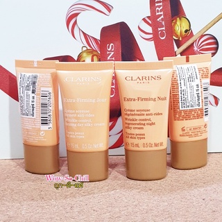 ยกกระชับลดริ้วรอย 😘 Clarins Extra-Firming Day และ Night Wrinkle Control For All Skin Types Silky Cream ขนาดทดลอง 15 ml.