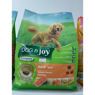 ด็อกเอนจอย Dog n Joy สินค้าคุณภาพจาก เครือเบทาโกร 1.5 กิโล สำหรับสุนัขโต รสแซลมอน