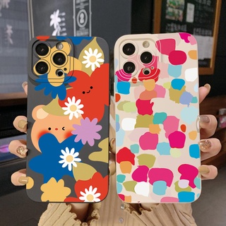 เคสโทรศัพท์มือถือ ขอบสี่เหลี่ยม ลายดอกไม้ หมีน่ารัก สําหรับ Infinix Hot 12i 10S 11 10 Play 11S 10i Smart 6 HD X6511 X657B X6512 Note 12 G96