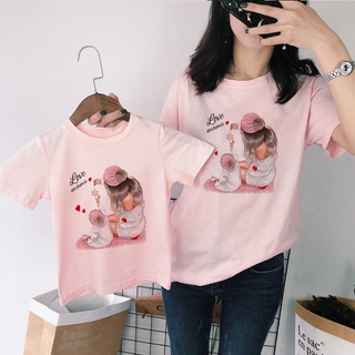 เสื้อยืด พิมพ์ลาย MOM LOVE แฟชั่นสําหรับแม่ และลูกสาว