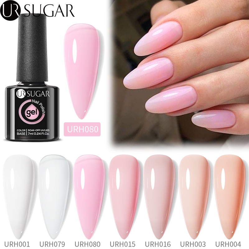 Ur SUGAR ขวดยาทาเล็บเจลลี่ สีชมพู มิลค์กี้ ไวท์ สีนู้ด เจล UV LED ขนาด 7 มล. สําหรับตกแต่งเล็บ