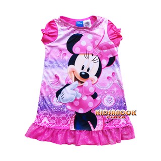 [แท้]MK1079B ชุดกระโปรง Minnie Mouse ผ้ามัน (สำหรับเด็กอายุ 2-5 ปี) ผ้าโพลีเอสเตอร์เนื้อดี ใส่สบาย