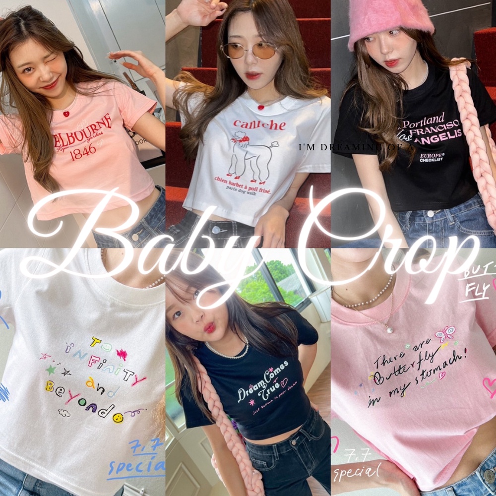 ️DOODEE2️เสื้อยืด เสื้อครอป ทรง baby crop สกรีนลาย งานป้ายhoney mood ...