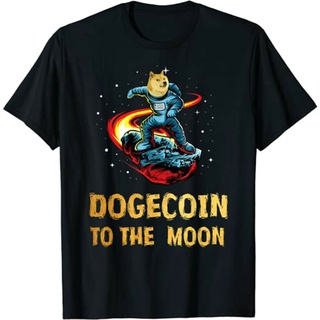 [COD]ขายดี เสื้อยืดลําลอง แขนสั้น พิมพ์ลาย Dogecoin to the Moon Cool Doge Coin Crypto Currency FMaifh57KNjcbc56