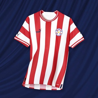 เสื้อกีฬาแขนสั้น ลายทีมชาติฟุตบอล Paraguay 2022 ชุดเหย้า พลัสไซซ์ สําหรับผู้ชาย และผู้หญิง