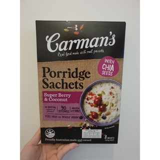 พร้อมส่ง !! Carmans Porridge Sachets Super Berry&amp;coconut ธัญพืชข้าวโอ๊ตอบกรอบ 320 กรัม