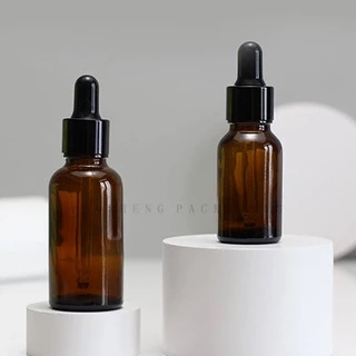 ขวดดรอปเปอร์ สีชา ขวดบีบหยด empty amber bottle glass ขวดเซรั่ม น้ำมันหอมระเหย เอสเซ้น