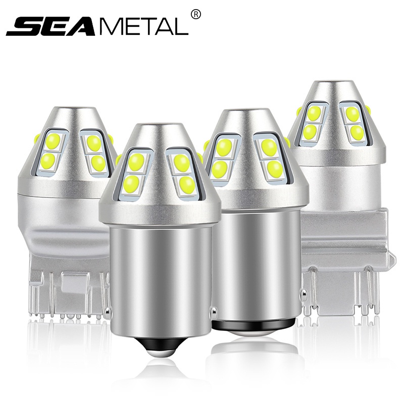 SEAMETAL 1Pc ไฟเบรก LED หลอดเลี้ยว T20 LED W21/5W 7443 W21W 7440 PY21W P21W Led BAY15D BA15S BAU15S 