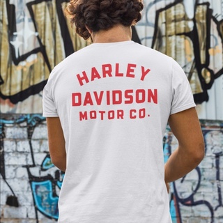 คอลูกเรือเสื้อยืดคอกลมเสื้อยืด พิมพ์ลายรถจักรยานยนต์ Harley สไตล์วินเทจ คลาสสิก เรโทร Davidsonผ้าฝ้ายแท้