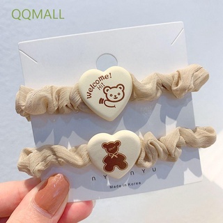 Qqmall ยางรัดผมหางม้ายืดหยุ่นลายการ์ตูนหัวใจน่ารักสไตล์เกาหลี