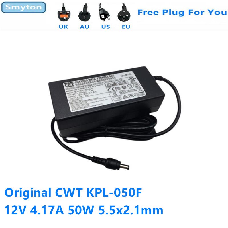 AC Adapter Charger สําหรับ CWT KPL-050F 12V 4.17A 50W 5.5x2.1 มม.KPL-050F-VI Power Supply อะแดปเตอร์