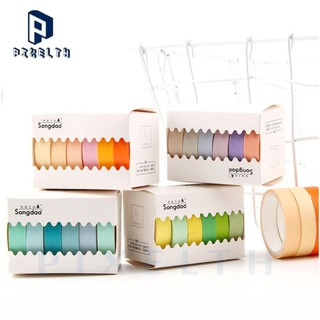 PIXELTH (6 ม้วน) เทปวาชิ กล่อง  วาชิเทป เทปตกแต่ง เทปสีสดใส ยาว 3 เมตร