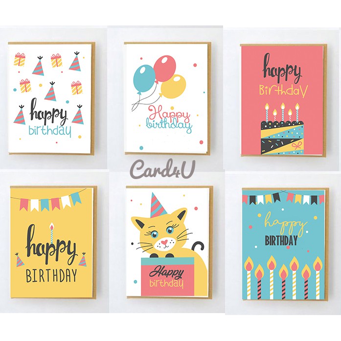 (พร้อมส่ง) การ์ดอวยพรวันเกิด (birthday Card) มีให้เลือก 6 แบบ พร้อมซอง