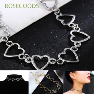 ROSEGOODS Women Men Friendship Gifts Party Jewelry Silver Gold Stainless Steel  Chain Hollow Heart Necklace