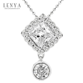 Lenya Jewelry จี้เพชร Diamond Like ดีไซน์คลาสสิค ตัวเรือนอัลลอยด์อิตาลี่ ชุบทองคำขาว