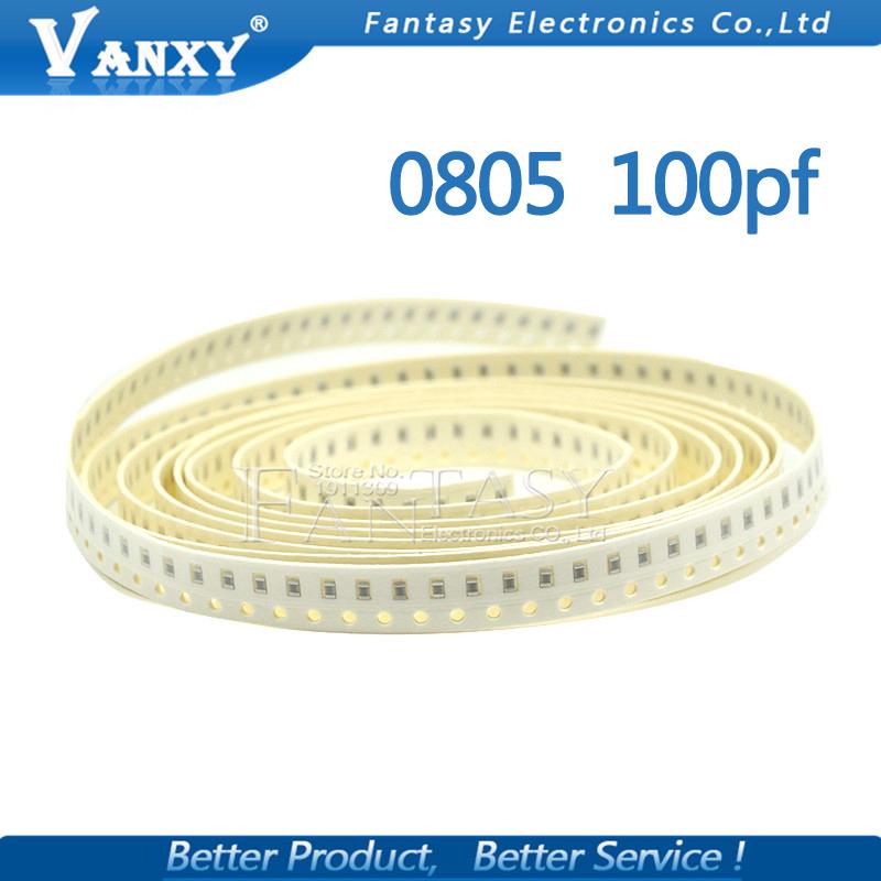 100 ชิ้น 100 pf npo 5% 50 v 0805 100 p 0 . 1 nf smd ฟิล์มเซรามิกหลายชั้นสําหรับเก็บประจุ