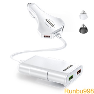 Car Charger QC3 0 4 USB Ports Fast Charge Phone Charging Adapter Portable Auto Charger with Extension Cord