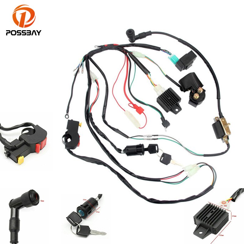 【ขายดี สไตล์】ชุดสายไฟรถจักรยานยนต์ CDI สําหรับ ATV QUAD 50 70 90 110CC รถวิบาก สกูตเตอร์ รถบักกี้