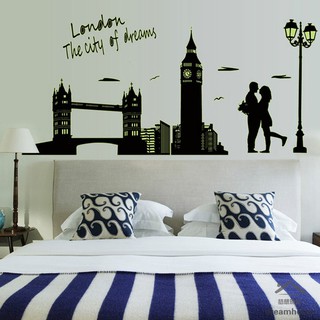 DH❤ Removable Luminous Wall Sticker London Clock Tower Fluorescent DIY Wallpaper Art Decals Mural for Room Decal