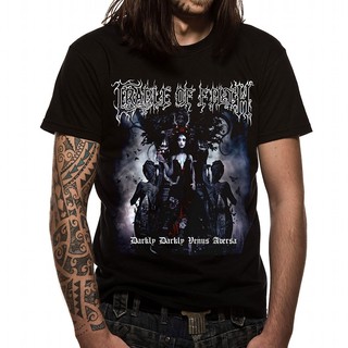 เสื้อยืด พิมพ์ลายอัลบั้ม Cradle Of Filth-Darkly สีดํา สําหรับผู้ชาย