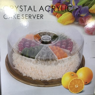 กล่องโชว์เค้ก ฐานใส รุ่นฝาสูง CRYSTAL ACRYLIC