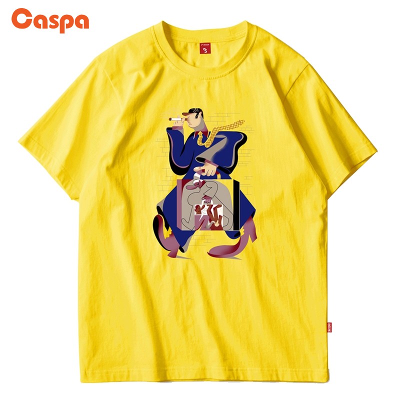 เสื้อยืดสีขาวCaspa เสื้อยืดสกรีน รุ่น- M470T ลายคน เสื้อคอกลมแขนสั้นผ้าฝ้าย แฟชั่น วัยรุ่น
