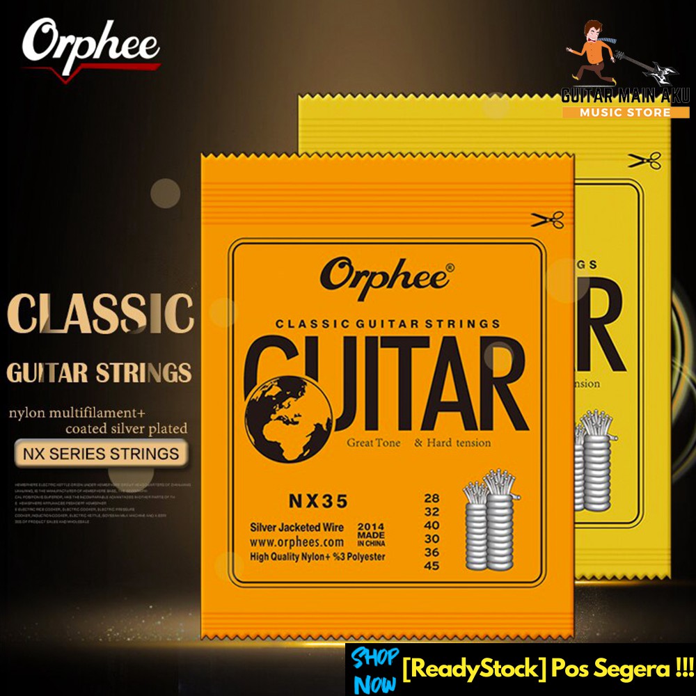 Orphee NX36 Nylon Classical Guitar Strings 6pcs Full Set Replacement (.028-043)