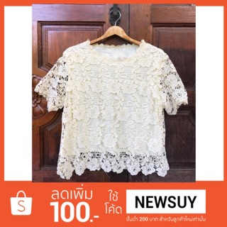 [Codeลด100:newsuy]🔥 เสื้อทำงาน [ครีม/ชมพู/โอรส/ดำ] เสื้อแฟชั่น เสื้อลูกไม้ ใส่ไปวัด ทำบุญ พร้อมส่ง!