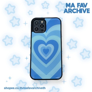 (พร้อมส่งในไทย) mafavarchive - BLUE Heartbeam epoxy case เคสมือถือคลุมรอบเครื่อง ขอบยางดำ ลายหัวใจ สีฟ้า