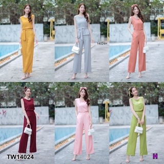 TW14024 Set 3 ชิ้น เสื้อแขนกุด+กางเกงขายาว+โบว์ผูกผม