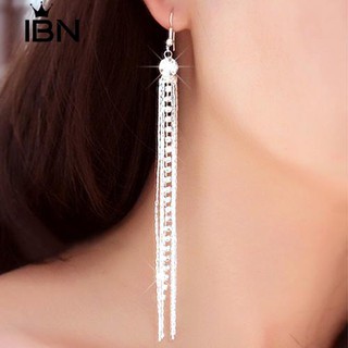 * Ibn Elegant Long Tassels Drop Hook Dangles ค็อกเทลปาร์ตี้ต่างหูแบบ Linear