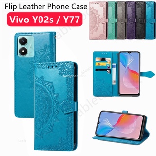 เคสโทรศัพท์มือถือหนัง กันกระแทก แบบฝาพับแม่เหล็ก พร้อมช่องใส่บัตร สําหรับ Vivo Y02s Y16 Y30 Y77 Y75 Y55 Y 02s Y 16 Y 77 Y 75 Y 55 Y 30 5G