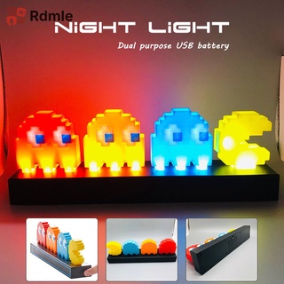 Rdmle Pixel Pac-Man โคมไฟตั้งโต๊ะเปลี่ยนสีได้ใช้แบตเตอรี่ Usb/Battery Powered Night Light เปลี่ยนสีได้สําหรับตกแต่งบ้าน