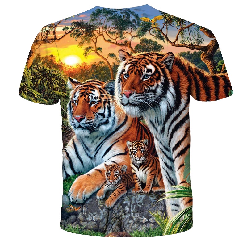 เสื้อยืดคอกลม แขนสั้น พิมพ์ลายสัตว์ เสือ 3 มิติ ทรงหลวม ขนาดใหญ่ แฟชั่นฤดูร้อน สําหรับผู้ชาย ราคา ถูกที่สุด ดีลบีเคเค แกลเลอรีภาพที่ 2