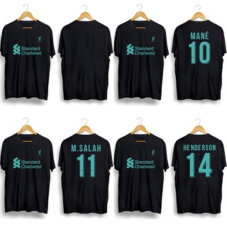 เสื้อยืดคอกลม พิมพ์ลาย Liverpool Sadio Mane Mohamed Salah Henderson สีดํา สีขาว สําหรับผู้ชาย และผู้หญิง