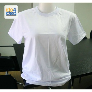 เสื้อสำหรับสกรีน เสื้อยืดคอกลม Cotton สีขาว ทรงตรง