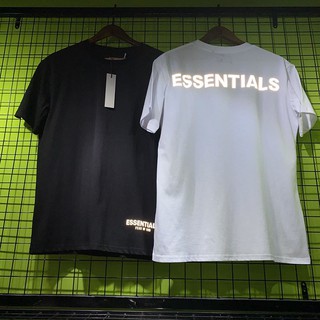 เสื้อยืดลําลอง แขนสั้น พิมพ์ลาย FOG Fear of God ESSENTIALS 3M ทรงหลวม สไตล์ฮิปฮอป สําหรับผู้ชาย และผู้หญิง มีสีดํา สีขาว