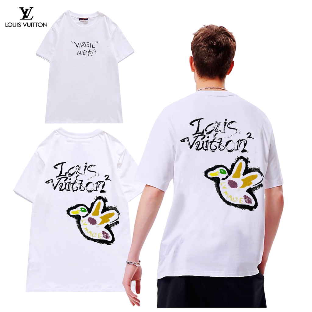 มีคุณภาพพรีเมี่ยม 1:1 L0UIS VUITT0N Tshirt ผู้หญิงผู้ชาย Baju T เสื้อ Lelaki Perempuan