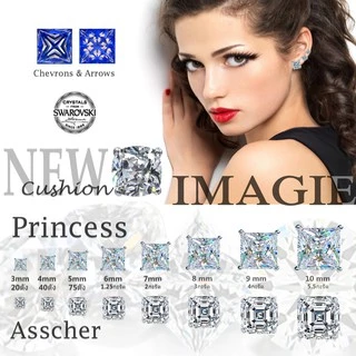IMAGIE ต่างหูเพชร Cz Princess Cushion Asscher 3-9mm