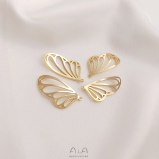 จี้ต่างหู รูปปีกผีเสื้อ สีทอง 14k เครื่องประดับแฮนด์เมด diy