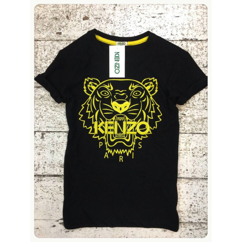 (เนื้อผ้า ccoo)KENZO Tiger T-Shirt สีดำปักเหลือง