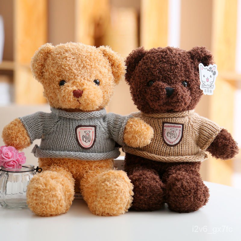 South KoreainsCute Teddy Bear Plush Toy Sweater Little Bear Doll Valentine's Day Birthday Gift for Girlfriend