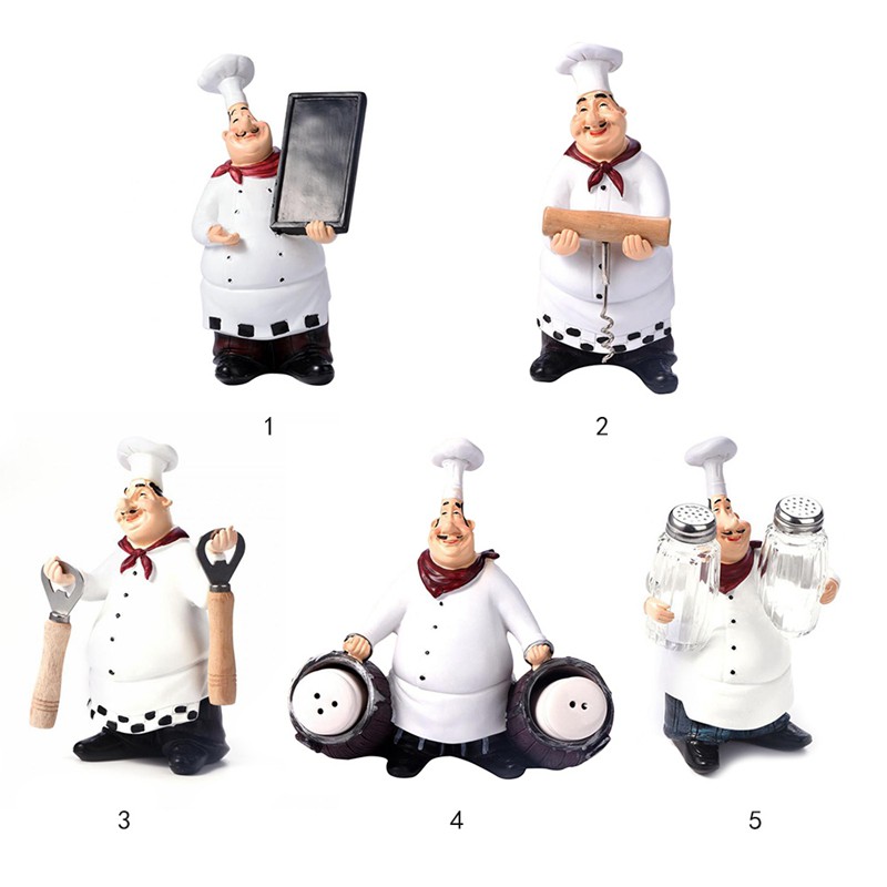 Retro Chef Model Ornaments Resin Crafts Figurines White Top Hat A